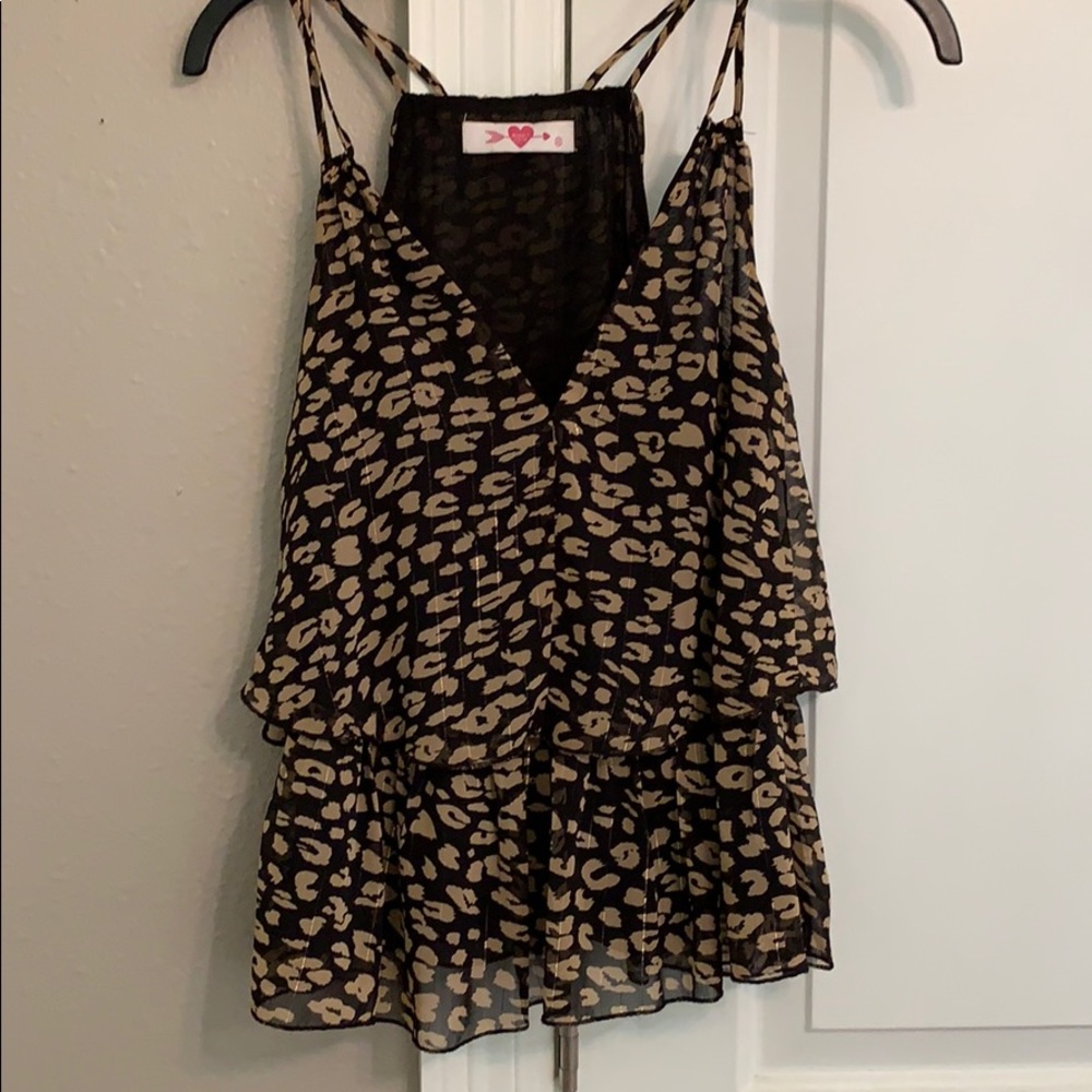 Buddy love ruffle cheetah top